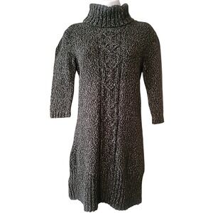 EUC Old Navy Gray Lamb Wool Blend Cable Knit Cowl Neck Sweater Dress Women's Sm